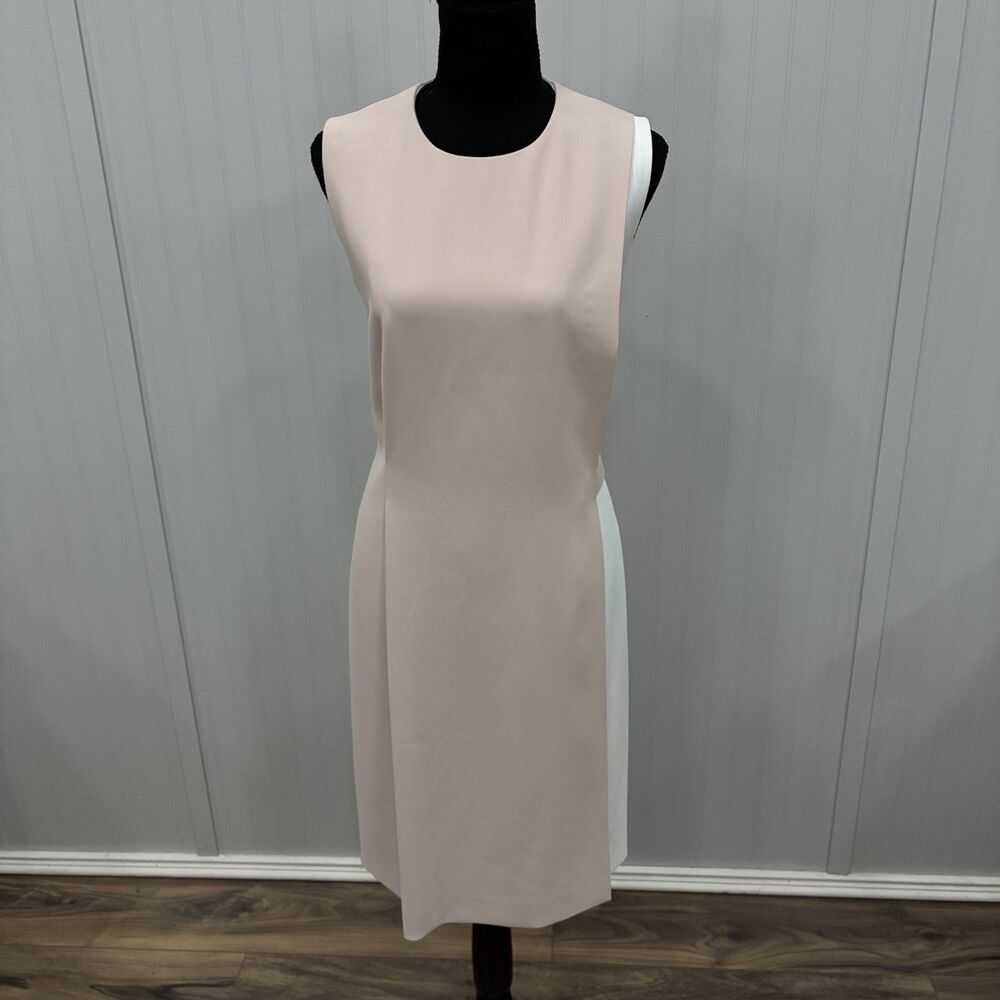 Hugo Boss Women's Size US 8 Pink & White Sheath Dress Career Quiet Luxury